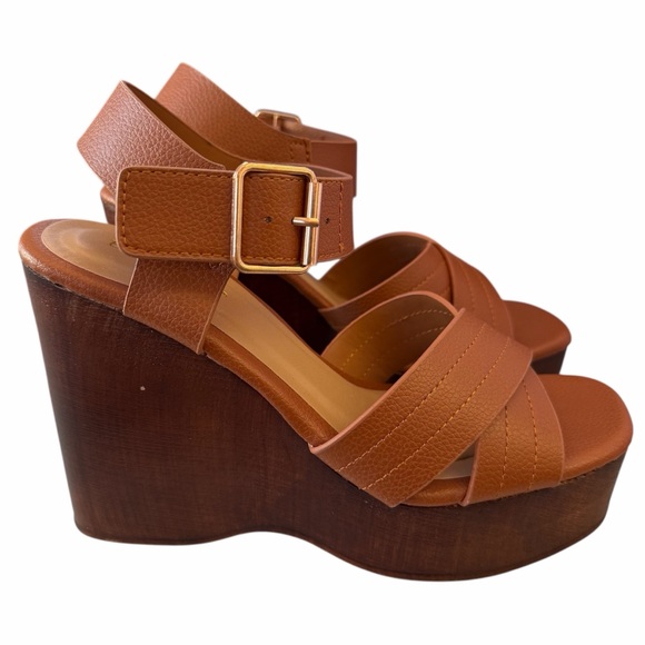 Bamboo Timber Wedge Open Toe Sandals Womens Summer Vacation Beach Party Festival - Picture 5 of 6